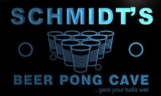 qr1204 b Schmidt's Beer Pong Cave Gets Your Balls Wet Bar Neon Light Sign  