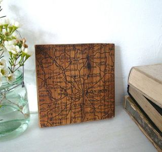 vintage style map on reclaimed timber by northern logic