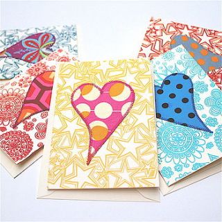 fabric heart card on flower or star design by zozos
