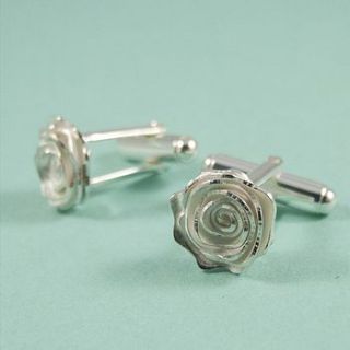 sterling silver rose cufflinks by fragment designs