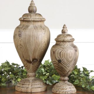 Uttermost 2 Piece Brisco Carved Decorative Urn Set