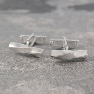 classic solid silver twist cufflinks by otis jaxon silver and gold jewellery