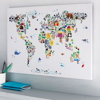animal world map print by artpause