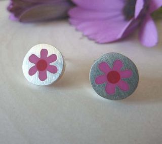 flower silver and resin earrings by alisonbaxterjewellery