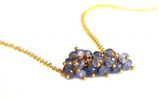 tanzanite gemstone cluster necklace in gold by prisha jewels