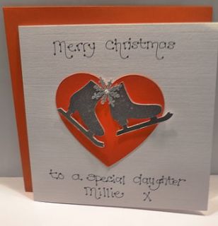 personalised ice skates christmas card by kitty's