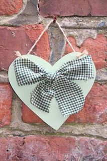 handmade rustic heart with bow by primitive angel country store