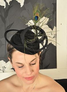 peacock feather and swirl hat by the hat collective
