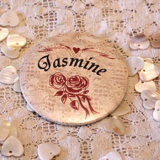 personalised pocket mirror favour by bedcrumb