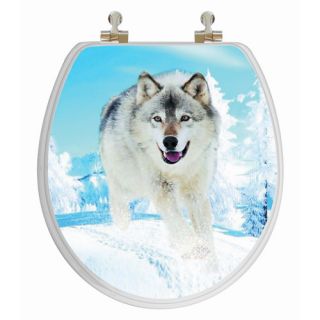 3D Series Snow Wolf Round Toilet Seat