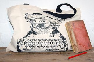 screen printed typewriter bag by blank inside