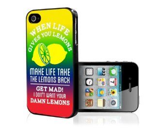 When Life Gives You Lemons Make Life Take Them Back Famous Quote Funny iPhone 4 4s Hard Case Cell Phones & Accessories
