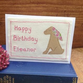 bunny birthday card by caroline watts embroidery