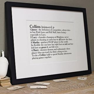 framed personalised dictionary print by catherine colebrook