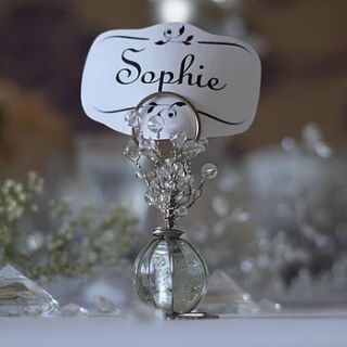 crystal glass beaded name place card holder by the wedding of my dreams