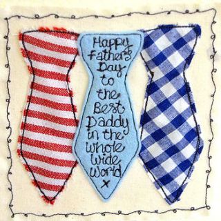 personalised embroidered birthday card tie by sew very english