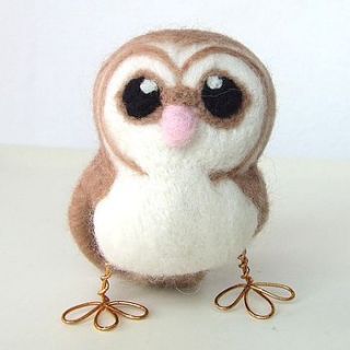 needle felted barn owl by feltmeupdesigns