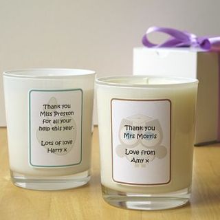 personalised teacher's thank you candle by aroma candles