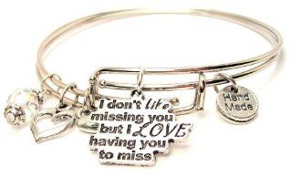 I Don't Like Missing You but I Love Having You to Miss Adjustable Wire Bangle Charm Bracelet Missing You Cecile Jewelry