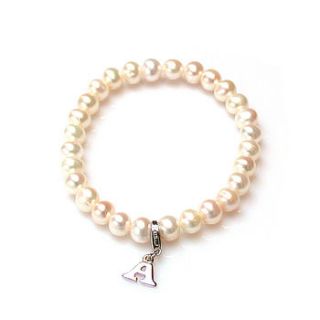 pearl bracelet with initial option by argent of london