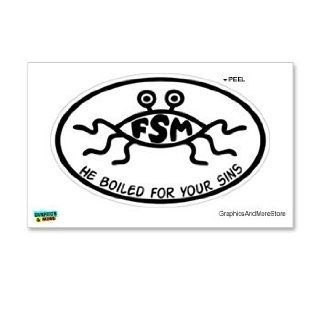 Flying Spaghetti Monster FSM   He Boiled for Your Sins   Window Bumper Locker Sticker Automotive