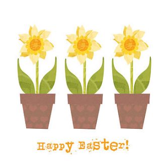 'happy easter' daffodil pots card by birdybrain