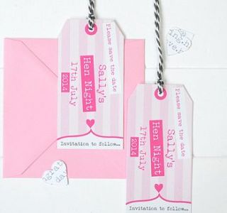 personalised hen night save the date by tilliemint loves