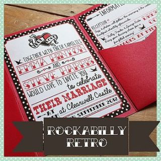 pocketfold rockabilly wedding invitation by lovely jubbly