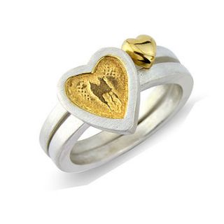 hearts of gold silver stack rings by charlotte lowe jewellery