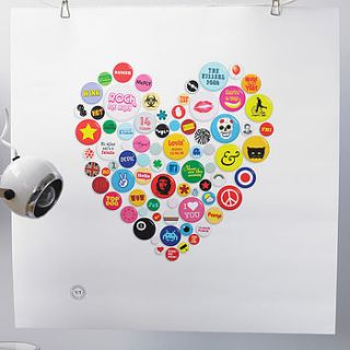 personalised badges heart print by brough and ready