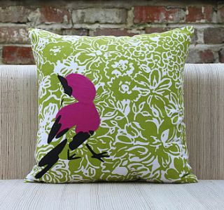 bird in a bush cushion cover by plum chutney