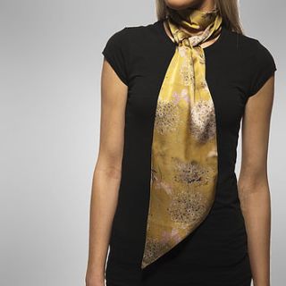 dandelion print long double sided silk scarf by pattern passion