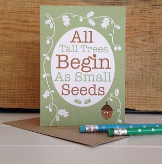 'hello small seed' new baby card by halfpinthome