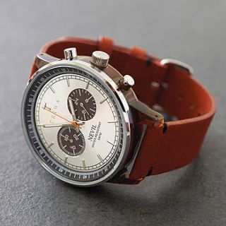 leather strap nevil chronograph watch by twisted time