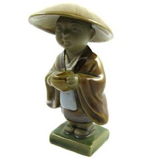 Happy Bonsai Ceramic Figurine Young Monk 5" Height  Bonsai Plants  Patio, Lawn & Garden