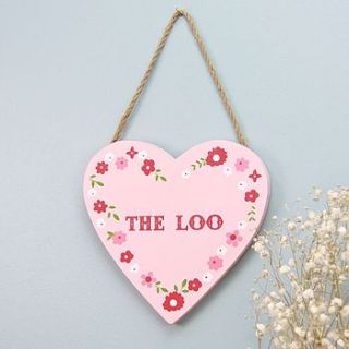 the loo ditsy hanging heart door sign by lisa angel homeware and gifts