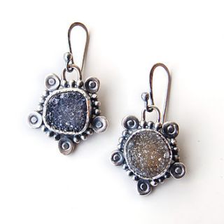 mismatched druzy flower earrings by tania covo