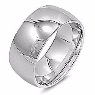 Bold 10mm Comfort Fit Domed 316 Stainless Steel Couples Unisex His n Hers Wedding Band Ring, Topper (avail. sizes 7 to 15) Jewelry