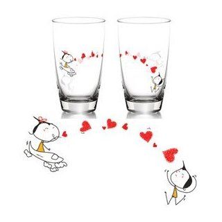 BoldLoft "Miss You with All My Heart" His & Hers Drinking Glass Set Romantic Valentine's Day Gifts for Couples, Cute Valentines Gifts for Him or Her, Romantic Anniversary Gifts Aniversary Kitchen & Dining