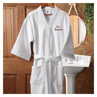 His Embroidered Velour Spa Robe   His and Hers Design Home & Kitchen