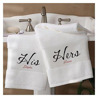 Personalized Bath Towel Set   His and Hers Design   Engraved Towel Sets