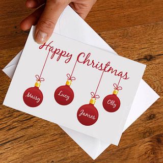 personalised christmas baubles card pack by a is for alphabet