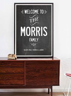 welcome personalised family name print by i love art london
