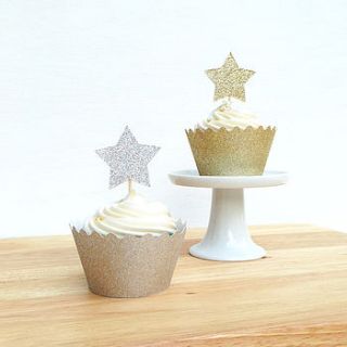 12 sparkly star cupcake toppers by sarah kate