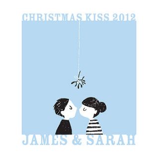 personalised christmas kiss print by my giddy aunt