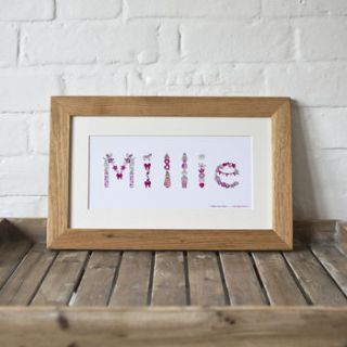 personalised child's name illustrated print by jg artwork