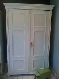 large painted white armoire / wardrobe by ruby and betty's attic