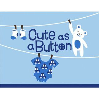 Cute as a Button Boy Baby Shower Invitations 8 ct 