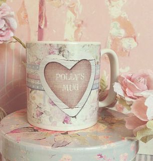 personalised rustic heart mug by lucy ledger designs