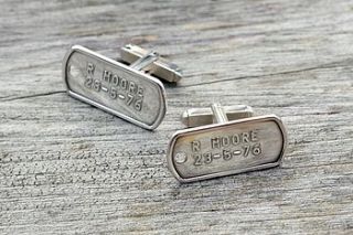 personalised silver army dog tag cufflinks by armydogtags